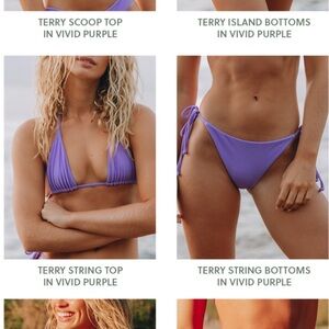 DAILY DRILLS Vivid Purple String Triangle Bikini Set